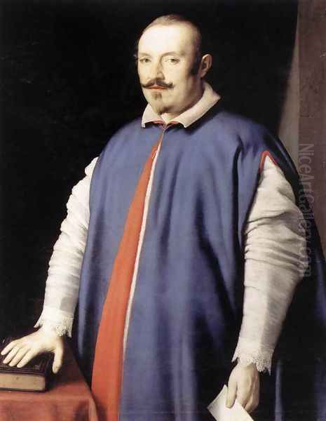 Portrait of Monsignor Ottaviano Prati c. 1650 Oil Painting by Francesco de' Rossi (see Sassoferrato)