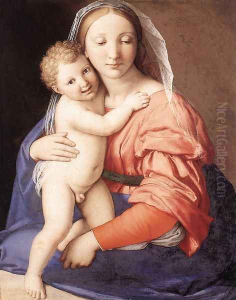 Madonna and Child c. 1650 Oil Painting by Francesco de' Rossi (see Sassoferrato)