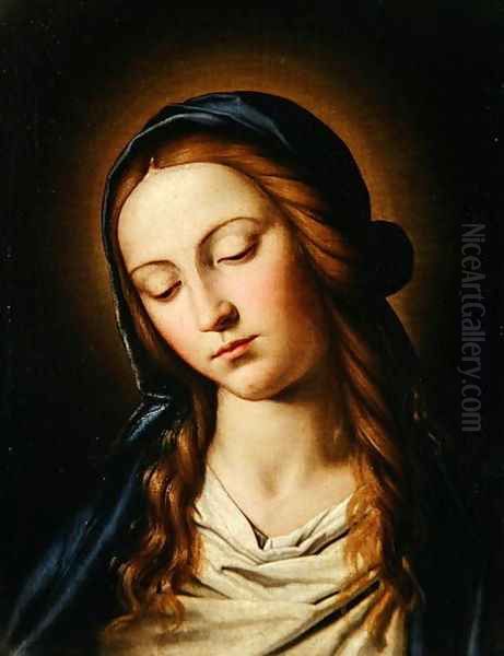 Head of the Madonna Oil Painting by Francesco de' Rossi (see Sassoferrato)