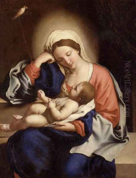 Madonna with the Christ Child Oil Painting by Francesco de' Rossi (see Sassoferrato)