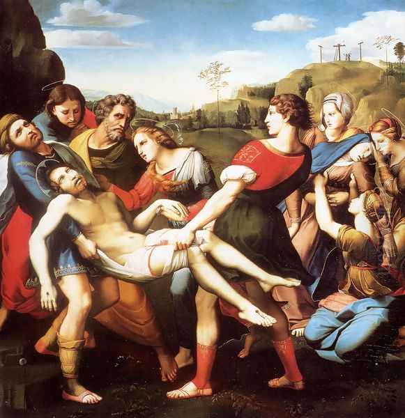 The Entombment Oil Painting by Francesco de' Rossi (see Sassoferrato)