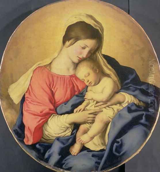 The Virgin and Child, c.1640-85 Oil Painting by Francesco de' Rossi (see Sassoferrato)