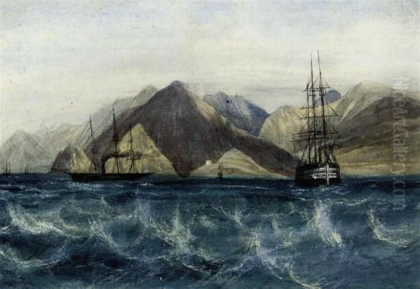 Shipping Off Aden Oil Painting by Andrew Nicholl