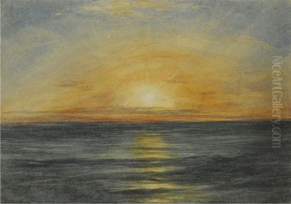 Sunrise On The Indian Ocean Oil Painting by Andrew Nicholl