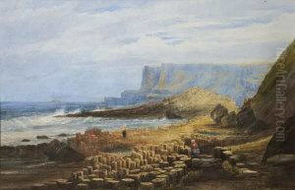 The Giant's Causeway From The Well Oil Painting by Andrew Nicholl