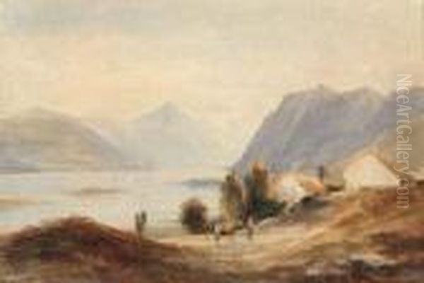 The Killarney Lakes Oil Painting by Andrew Nicholl