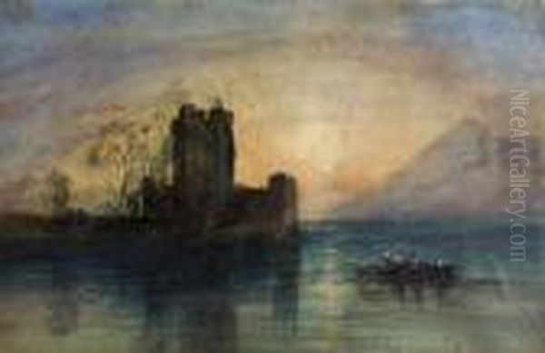 Ross Castle Oil Painting by Andrew Nicholl