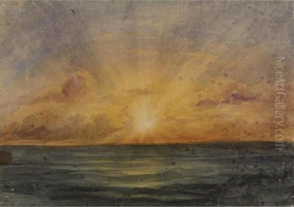 Sunset Over The Indian Ocean Oil Painting by Andrew Nicholl