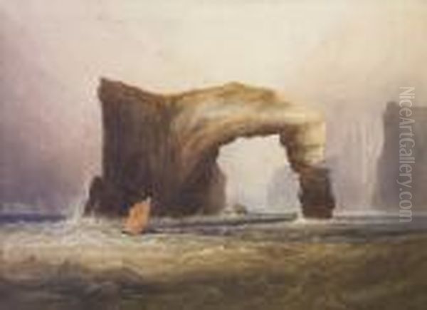 Arched Rock Fannet, Co. Donegal Oil Painting by Andrew Nicholl