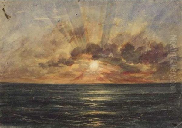 Sunset Over The Indian Ocean Oil Painting by Andrew Nicholl