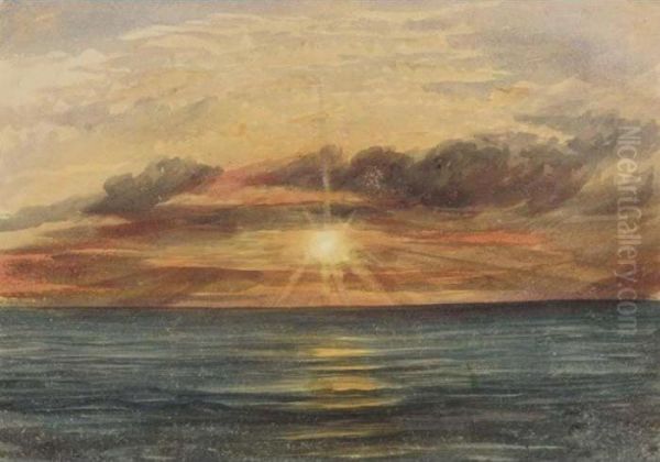 Sunset Over The Indian Ocean Oil Painting by Andrew Nicholl