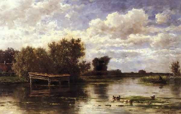 Banks of the River Gein, Holland Oil Painting by Willem Roelofs