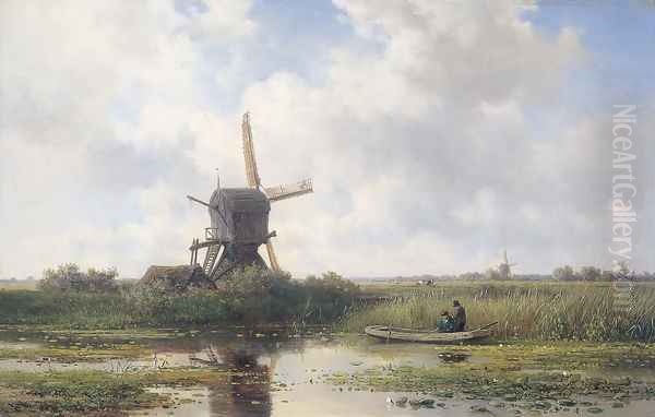 Gein River near Abcoude Oil Painting by Willem Roelofs