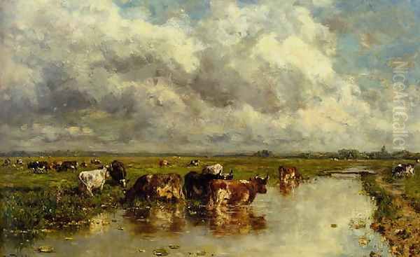 Meadow with cattle Oil Painting by Willem Roelofs