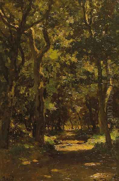 A wooded lane, Texel Oil Painting by Willem Roelofs