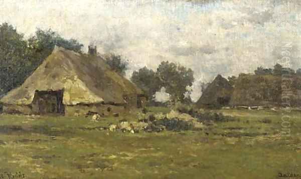 Farmhouses in Aalden, Drenthe Oil Painting by Willem Roelofs