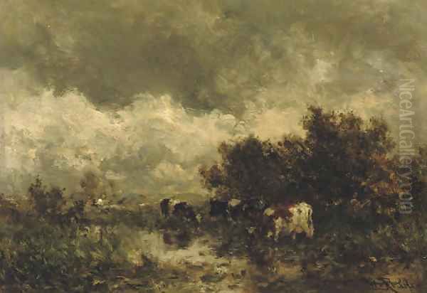 Watering cows 2 Oil Painting by Willem Roelofs