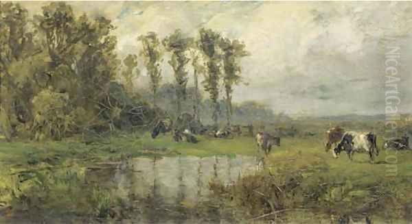 Watering cows Oil Painting by Willem Roelofs