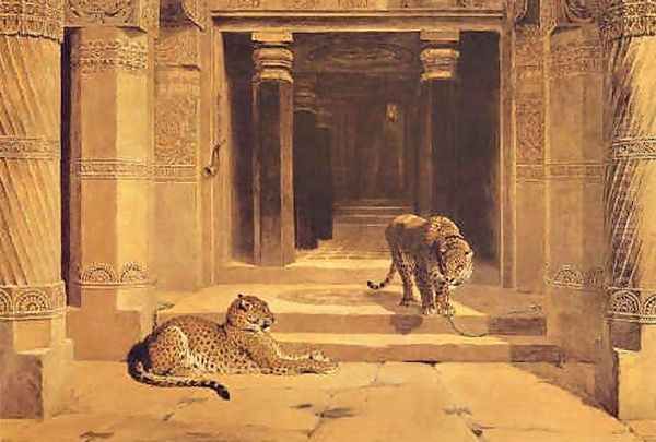 Temple Leopards Oil Painting by Briton Riviere