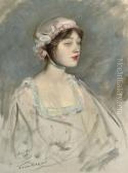 The Pink Bonnet Oil Painting by William Nicholson