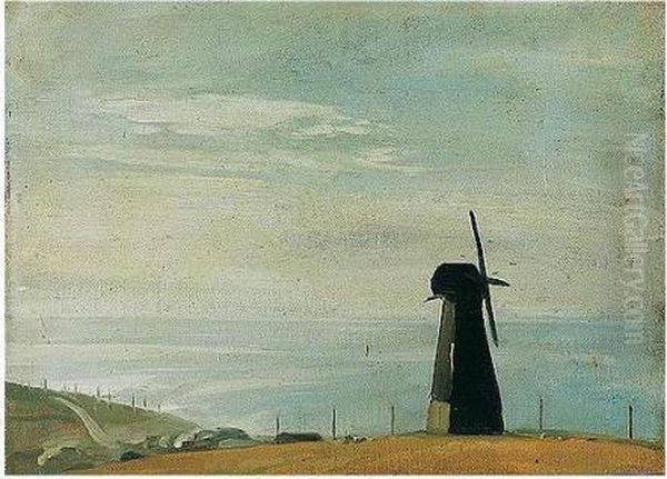 The Windmill On The Coast, Rottingdean Oil Painting by William Nicholson