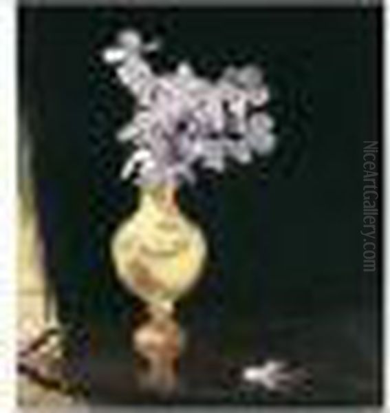 Mauve Orchids Oil Painting by William Nicholson