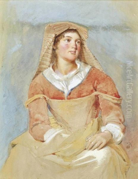 Portrait Of A Young Peasant Girl Oil Painting by Erskine Nicol