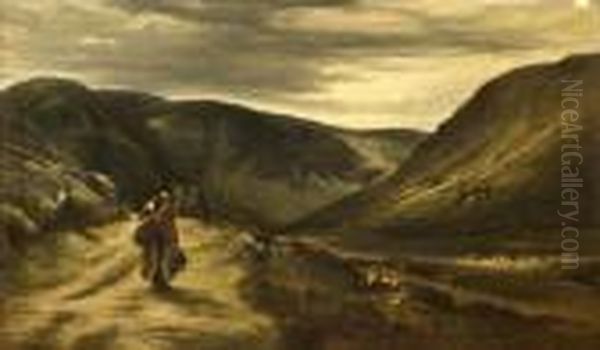 Glendalough Oil Painting by Erskine Nicol