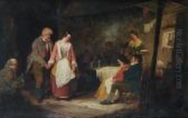 In A Country Tavern Oil Painting by Erskine Nicol