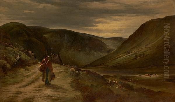 Glendalough, Co Wicklow Oil Painting by Erskine Nicol