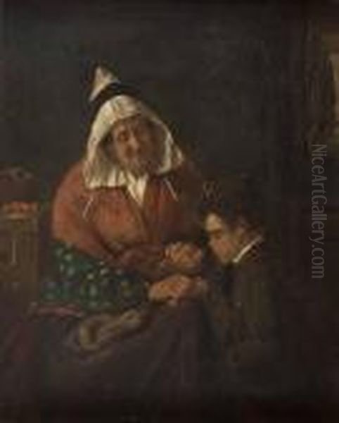 Grandmother & Grandson Oil Painting by Erskine Nicol