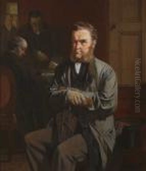 An Obstinate Juryman:- He Never Met With Eleven More Obstinate Men Oil Painting by Erskine Nicol