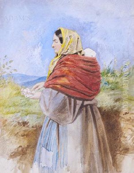 Study Of A Gypsy Fortune Teller Oil Painting by Erskine Nicol