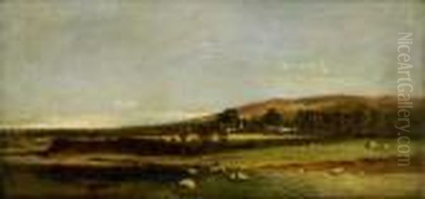 View Of The Dublin Mountains From Templelogue Oil Painting by Erskine Nicol