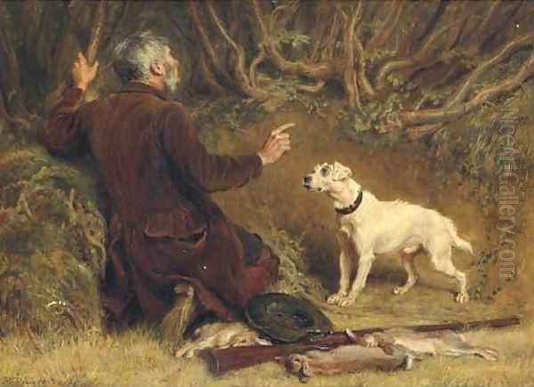 Poachers Oil Painting by Briton Riviere