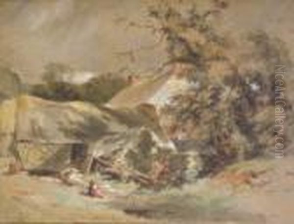 Rural Cottage Oil Painting by Erskine Nicol