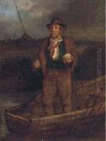 The Optimistic Angler Oil Painting by Erskine Nicol