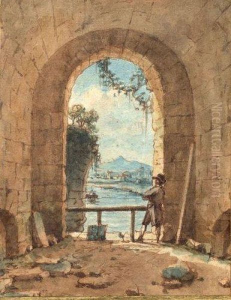 Interieur De La Chapelle St Benezet Sur Le Pont D'avignon Avec Unartiste Oil Painting by Victor-Jean Nicolle