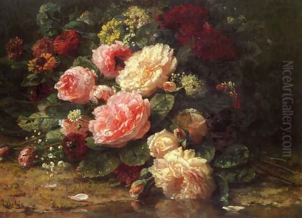 Floral Still Life Oil Painting by Jean-Baptiste Robie