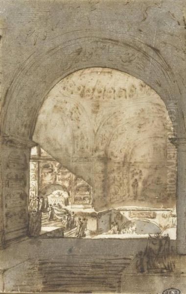 The Interior Of Catacombs Oil Painting by Victor-Jean Nicolle