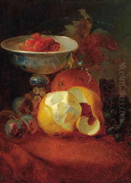 A still life with a pealed lemon Oil Painting by Jean-Baptiste Robie