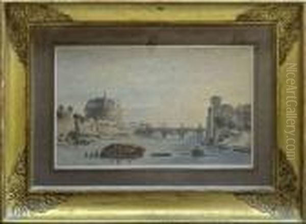 Le Chateau Et Le Pont Saint Ange A Rome. Oil Painting by Victor-Jean Nicolle