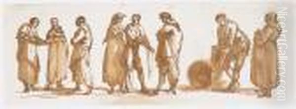 Un Groupe De Figures Oil Painting by Victor-Jean Nicolle