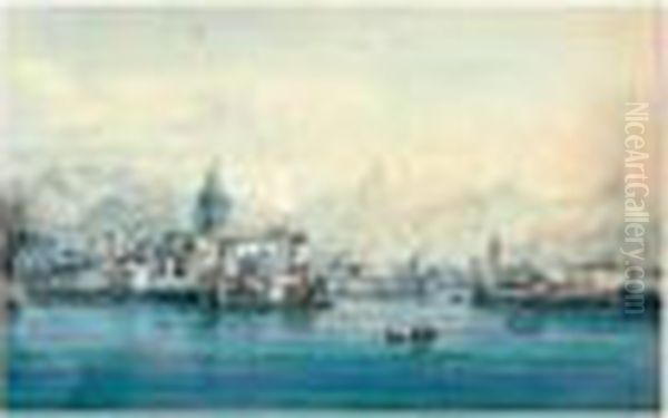 Vue De La Ville De Come, Situee Sur Le Lac Du Meme Nom ; Dans Le Milanais Oil Painting by Victor-Jean Nicolle