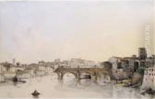 View Of The Tiber And The Ponte Rotto Oil Painting by Victor-Jean Nicolle