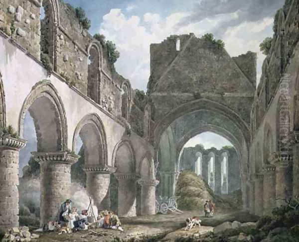 Buildwas Abbey, Shropshire Oil Painting by Michael Angelo Rooker