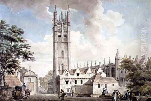 Magdalen Bridge and Tower, Oxford, c.1770 Oil Painting by Michael Angelo Rooker