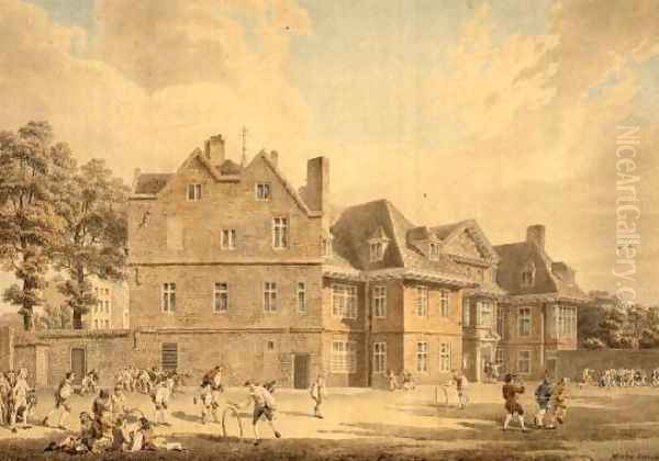 The Old Manor House, Marylebone, as a School, 1791 Oil Painting by Michael Angelo Rooker