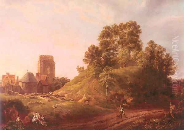 View Of Castle Hill, Oxford Oil Painting by Michael Angelo Rooker