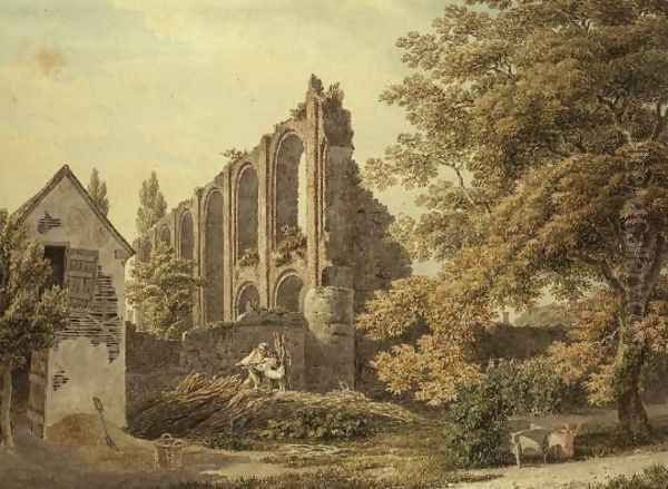 St. Botolphs Priory, Colchester Oil Painting by Michael Angelo Rooker